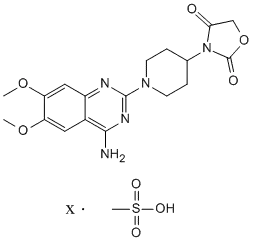 Molecular Structure of 90892-56-1 (2,4-Oxazolidinedione,3-[1-(4-amino-6,7-dimethoxy-2-quinazolinyl)-4-piperidinyl]-,methanesulfonate)